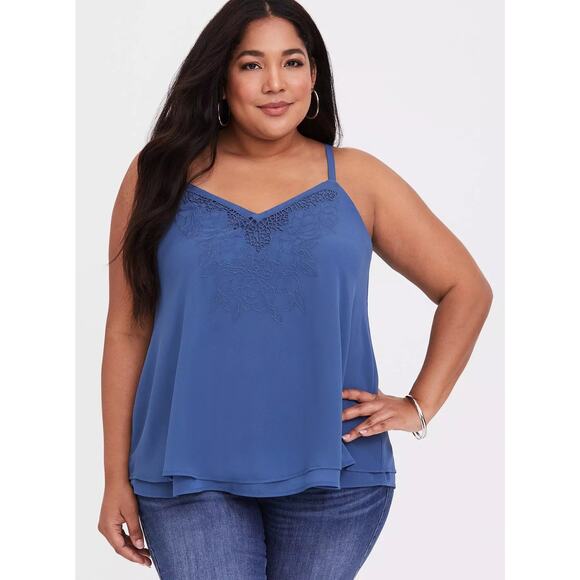 Torrid Sophie Chiffon Embroidered Swing Cami - Blue - Size 4X - Picture 4 of 10
